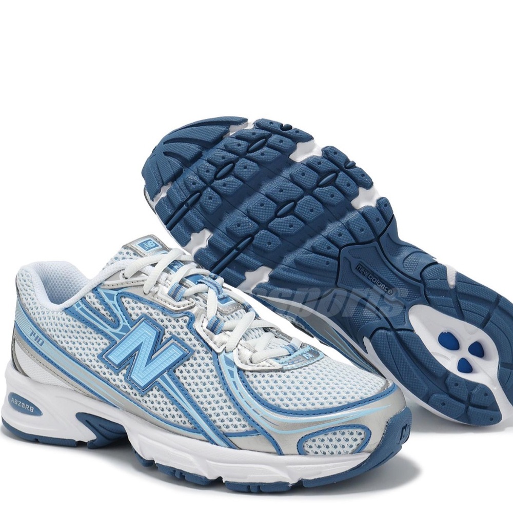 New Balance White and Blue Athletic Shoes